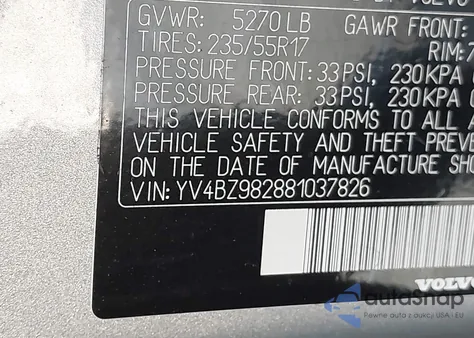 2008 Volvo Xc70 3.2 из США, поврежденный, VIN YV4BZ982881037826